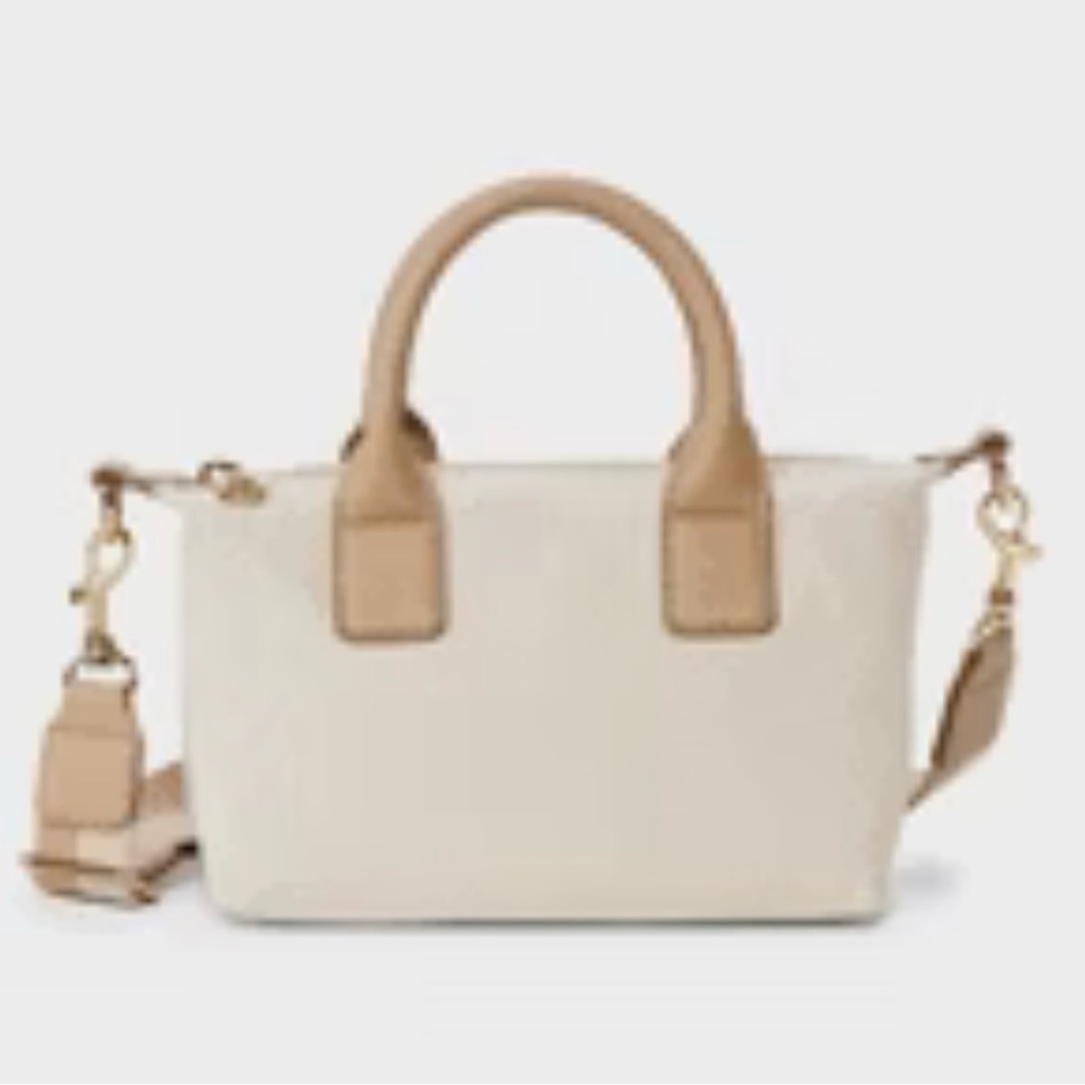 Universal Thread Mini Cream Satchel with Tan Trim and Strap